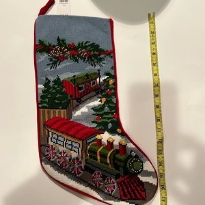 L.L. Bean holiday stocking done in needlepoint.